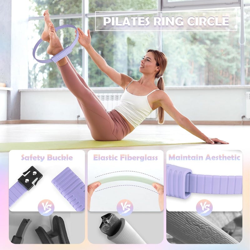 Paleclouds Pilates Essentials Kit for Women, 13.5" Pilates Ring and Ball Set with Resistance Bands for Home Workouts, Portable Pilates Kit with Bag & Training Poster for Full Body Exercise - Image 2
